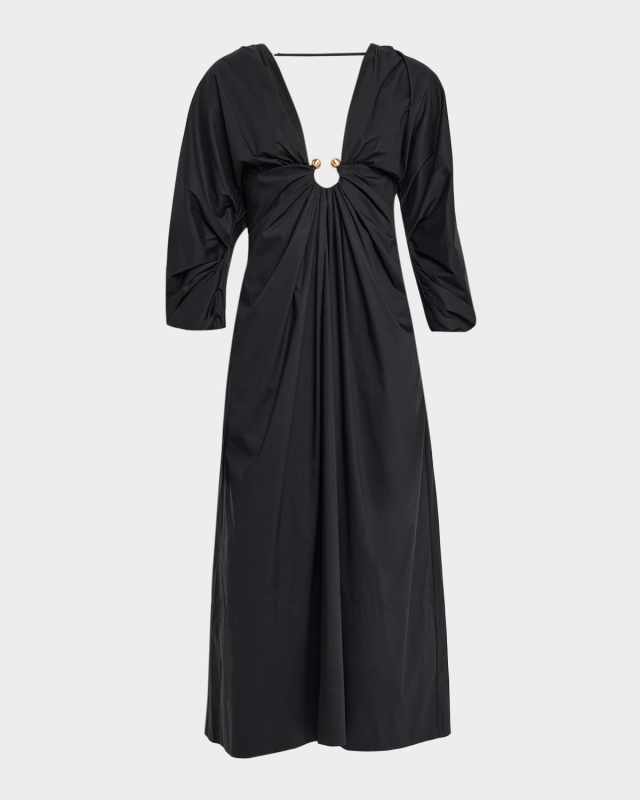 Elyza Embellished Poplin Midi Dress